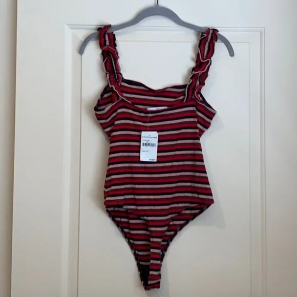 Elodie Striped Ruffle Strap Bodysuit - NWT! - Picture 6 of 7